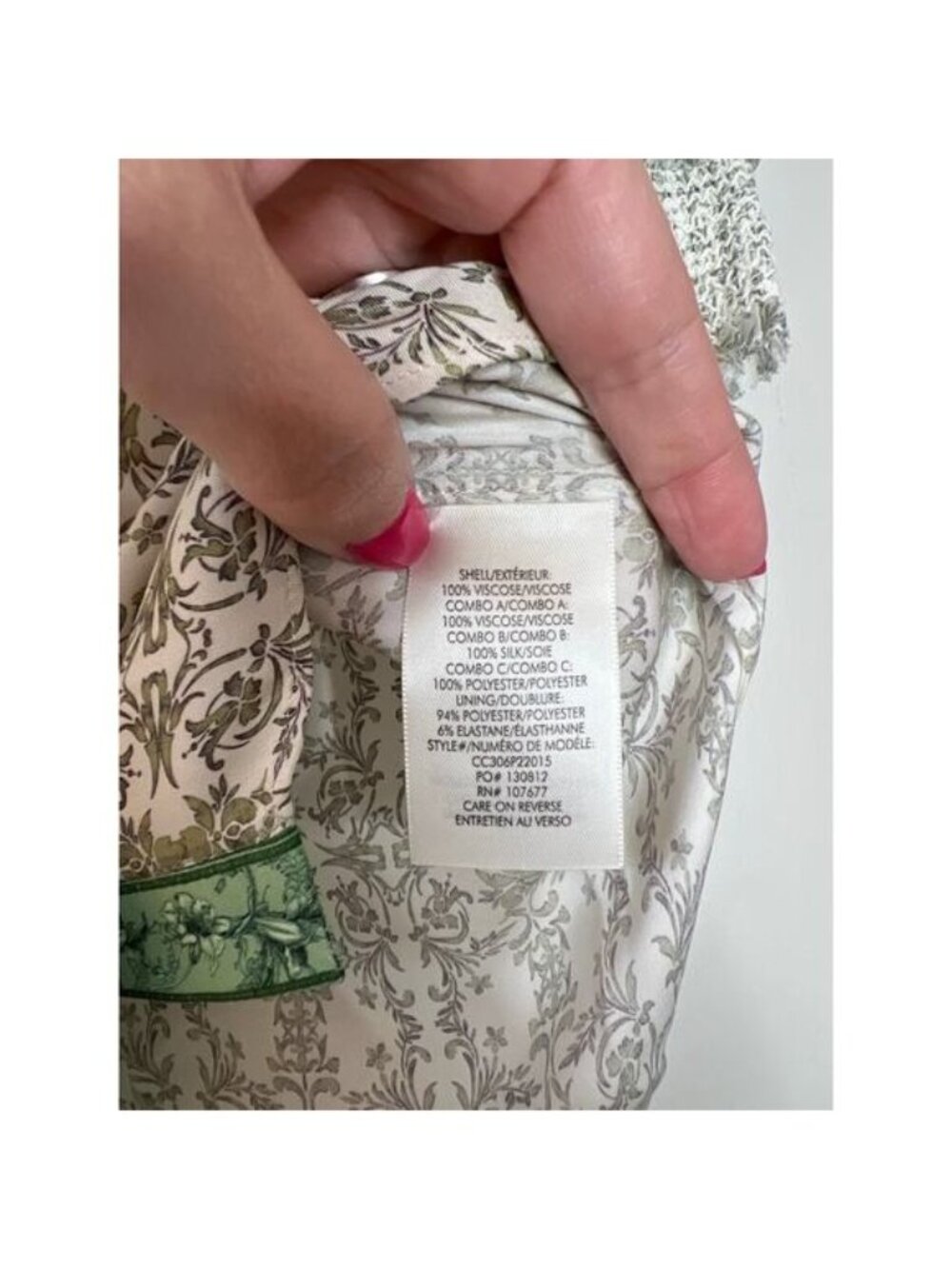 NEW Alice + Olivia Tie Neck Puff Sleeves Floral Print Top Green Size:Extra Small - Picture 6 of 8